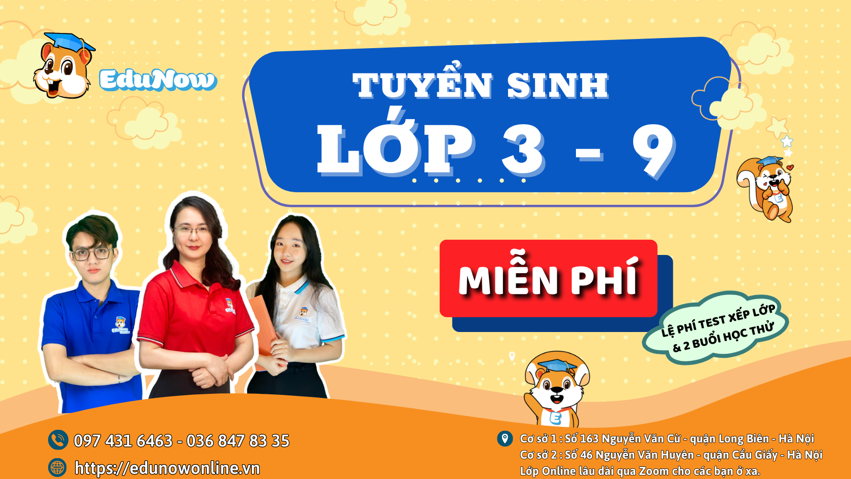 CLB EDUNOW TUYỂN SINH NĂM HỌC 2023 - 2024 TỪ LỚP 3 ĐẾN 9