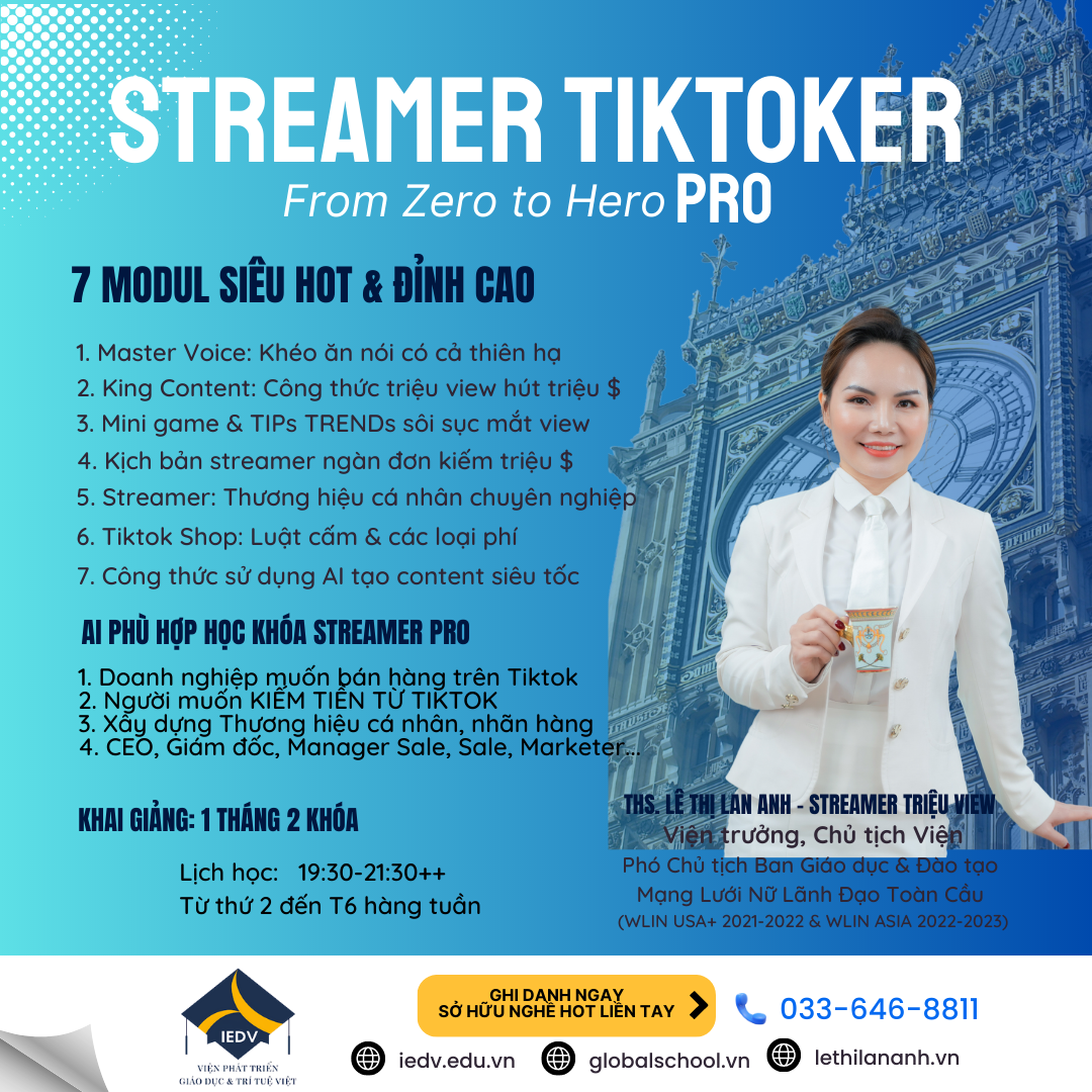 Tuyển sinh Streamer Tiktoker  Pro