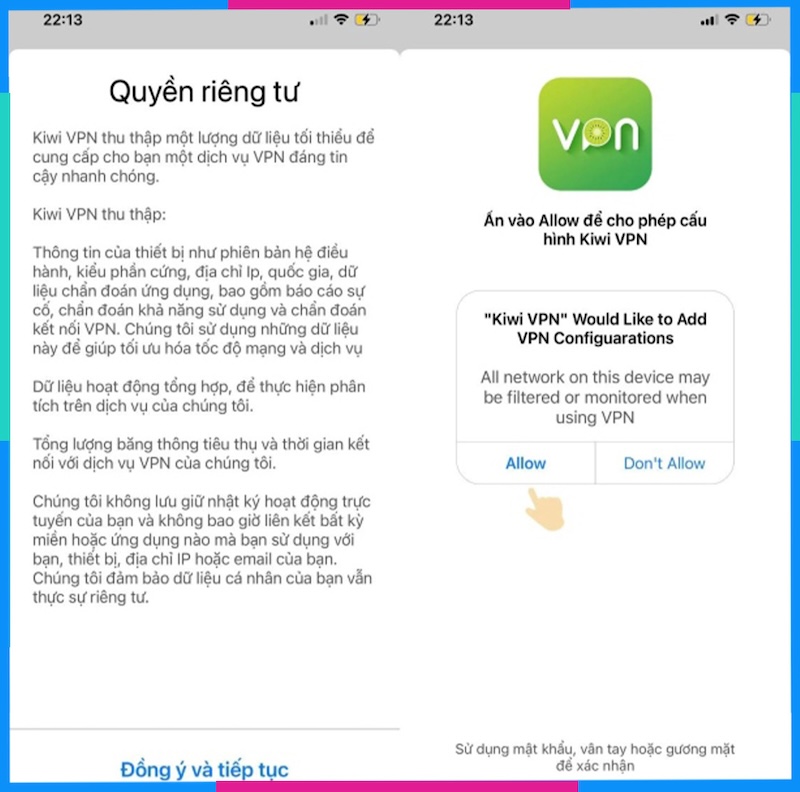 Đồng ý điều khoản của app