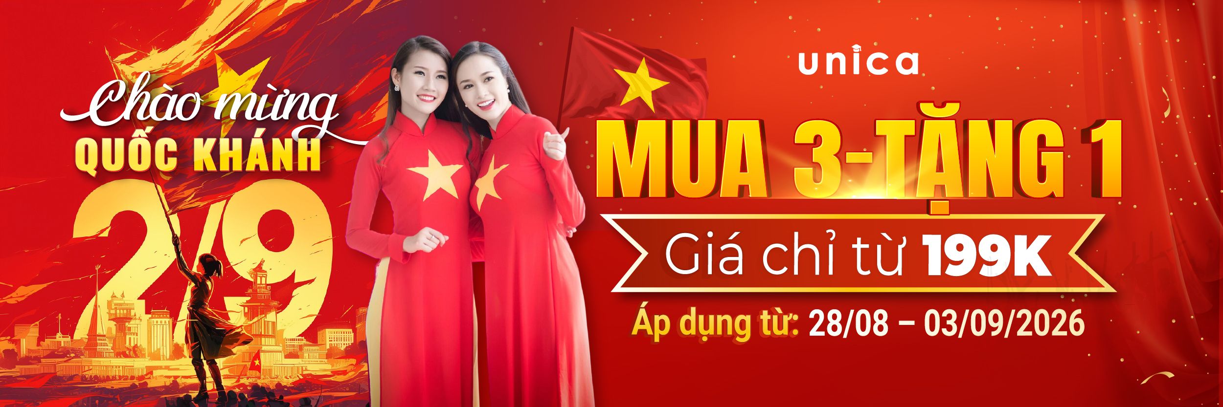 Chào Mừng Quốc Khánh 2/9/2026 Mua 3 Tặng 1