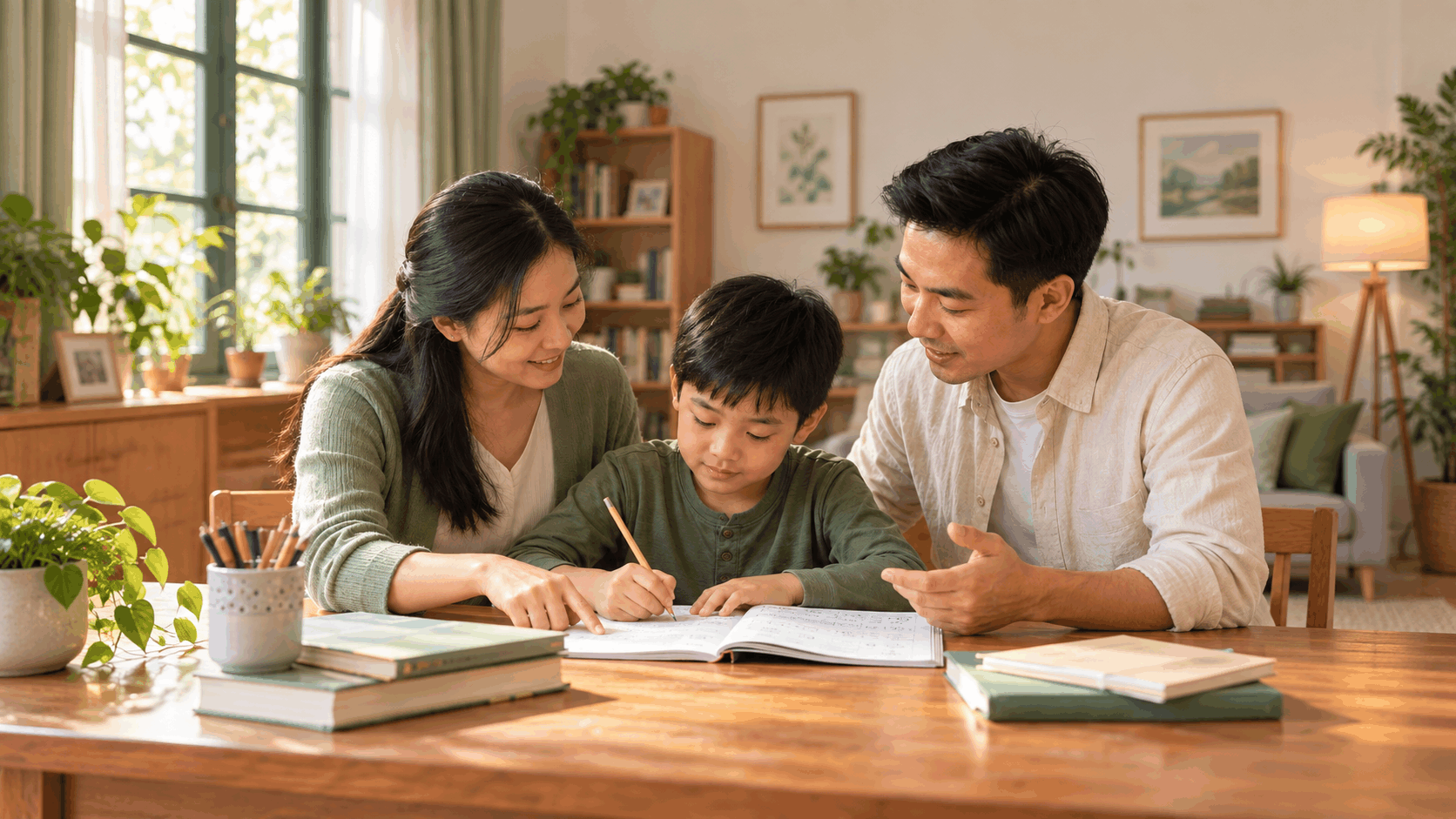 Gia đình cùng con học bài